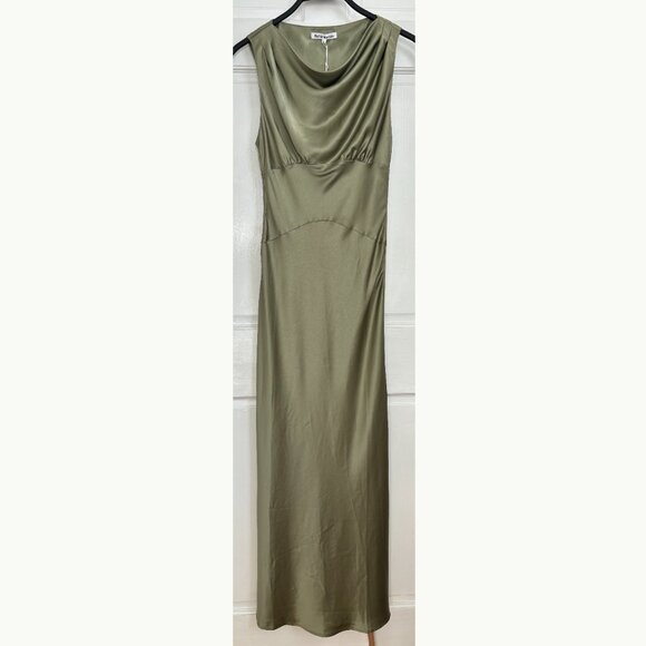 Reformation Dessa Dress NWT Midi Long Artichoke Green Maxi Cowl Neck Cocktail 4 - Picture 3 of 8